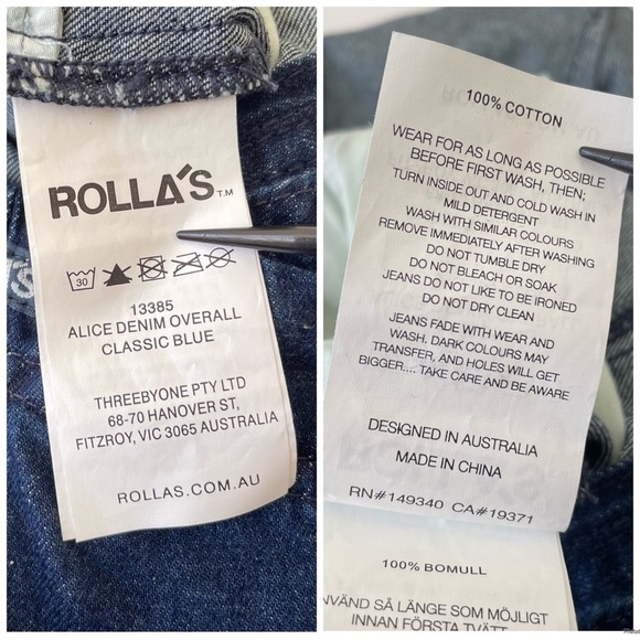 ROLLA’S Alice Denim Overalls Wide Leg Flare Jumpsuit Size 24 - Picture 14 of 14